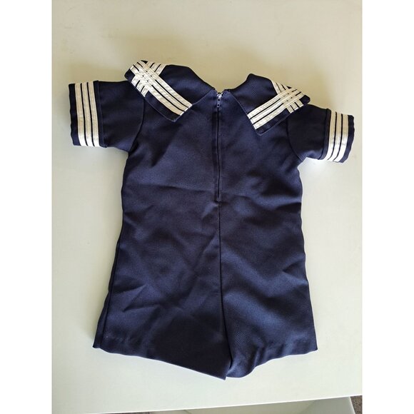 Vintage Navy Blue Toddler Sailor Outfit 2T R-Gee Originals Gold Buttons Stripe B - Picture 7 of 8